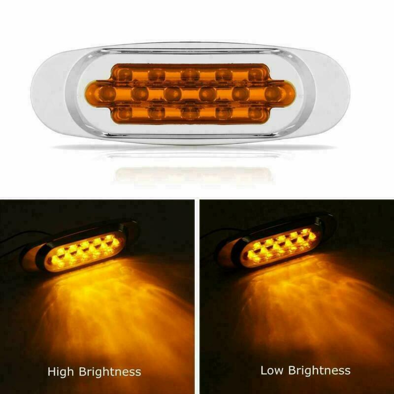 14x 6.5" Amber LED Truck Marker Light Side turn For Peterbilt Chrome 16 LED
