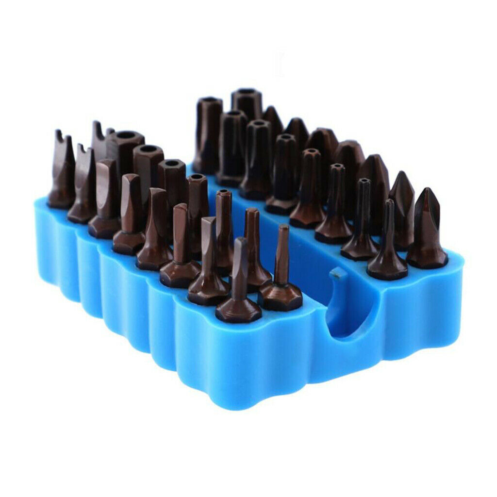 3X Set of 2 32 Holes Blue 1/4Inch Hex Shank Screw Bits Holder Storage Container