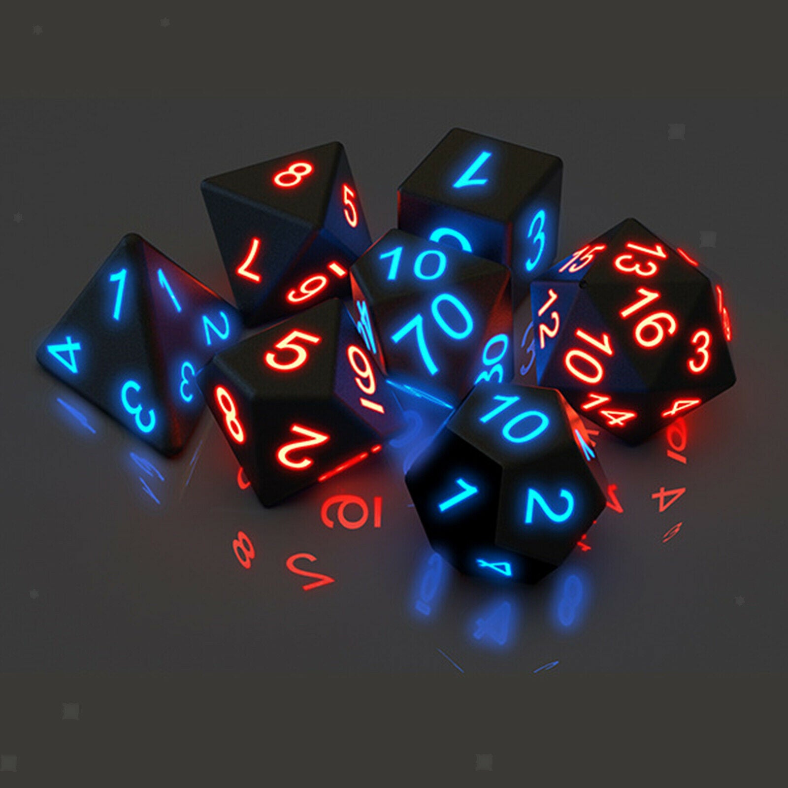 7Pieces Glow-in-the-Dark Dices Polyhedral Numeral Dice for Role Play Props