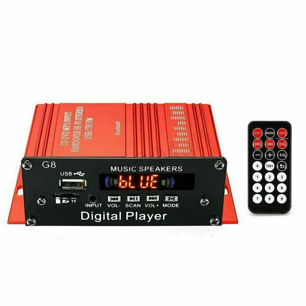 200W Stereo Power Amplifier HIFI Digital Bluetooth Audio AMP AUX FM Mic + Remote