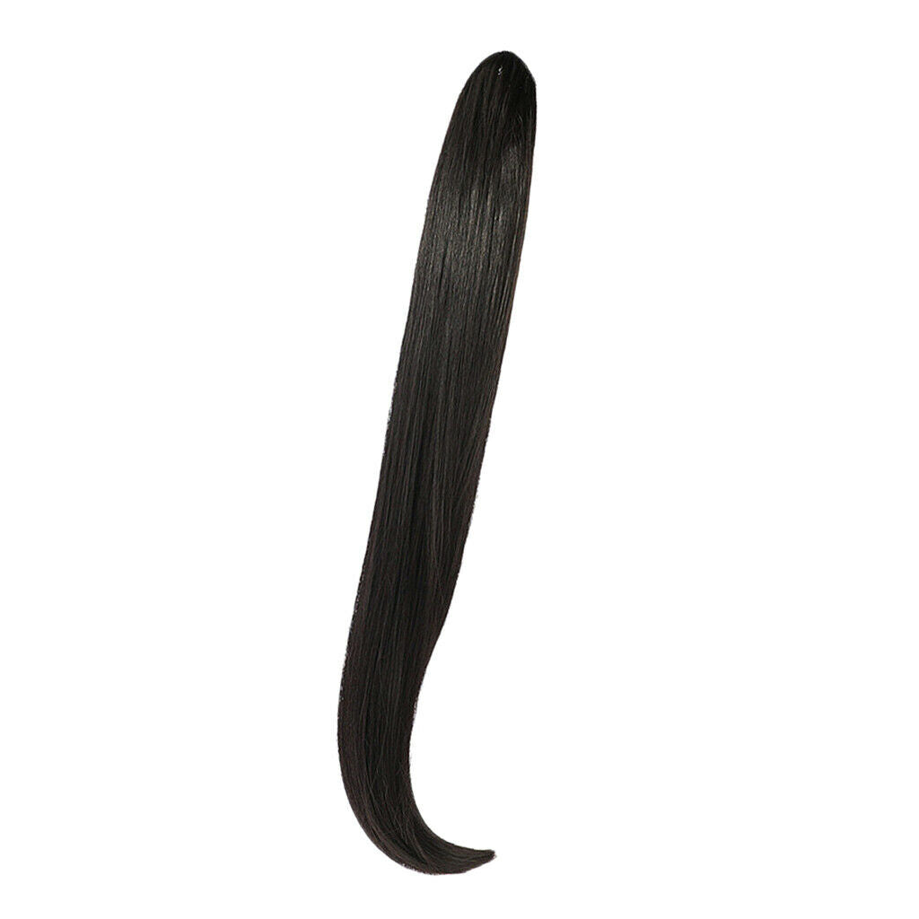 Women Long Synthetic Ponytail Clip in Hair Extension Hairpiece Black 62cm