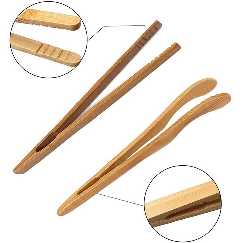 4pcs/set Food Pliers Kitchen Tongs Tea Bread Barbecue Supplies Bamboo Steak Clip