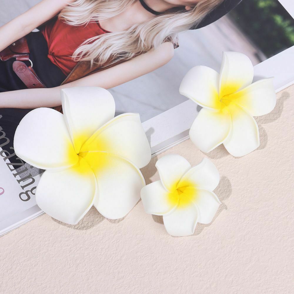 Girl Gift Simulation Hair Clip Beach Seaside White Plumeria Hairpin Flower