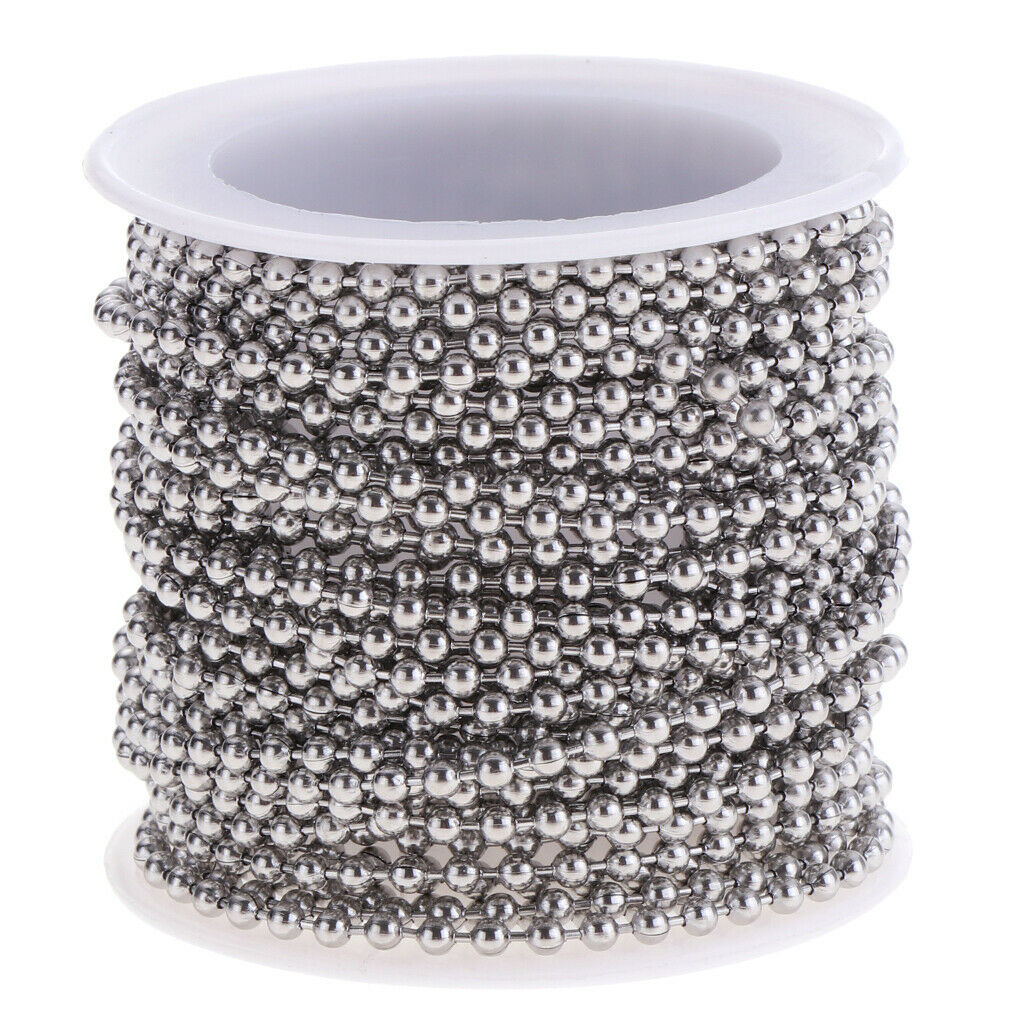 13yd Stainless Steel Beaded Ball Chain 2.5mm Wide DIY Jewelry Findings Craft