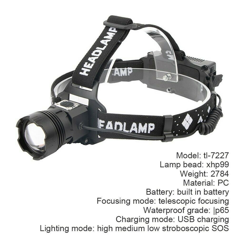 LED Headlamp Headlight Zoomable Sensor Head Torch Outdoor Night Fishing Hiking