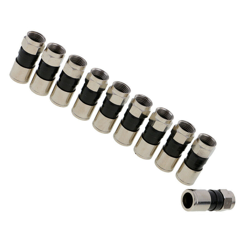 10pcs   Compression Connector Adapter Plug For RG6 Satellite TV Cable