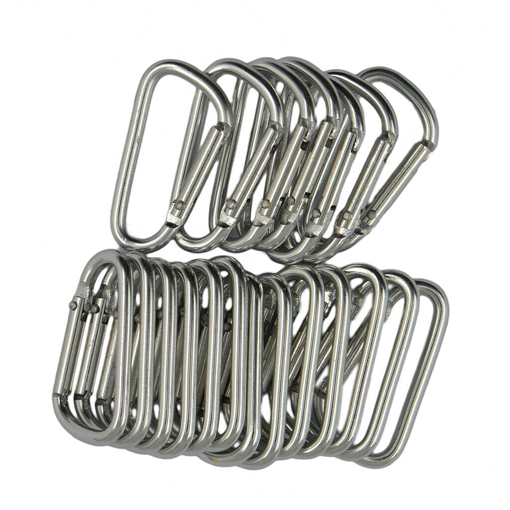 20 Pack Carabiner D Shape Buckle Durable Keychain Multipurpose for Traveling