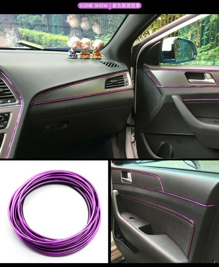 Purple Flexible Trim Car Interior Moulding Strip Decorative Line 16ft 5M 4mm