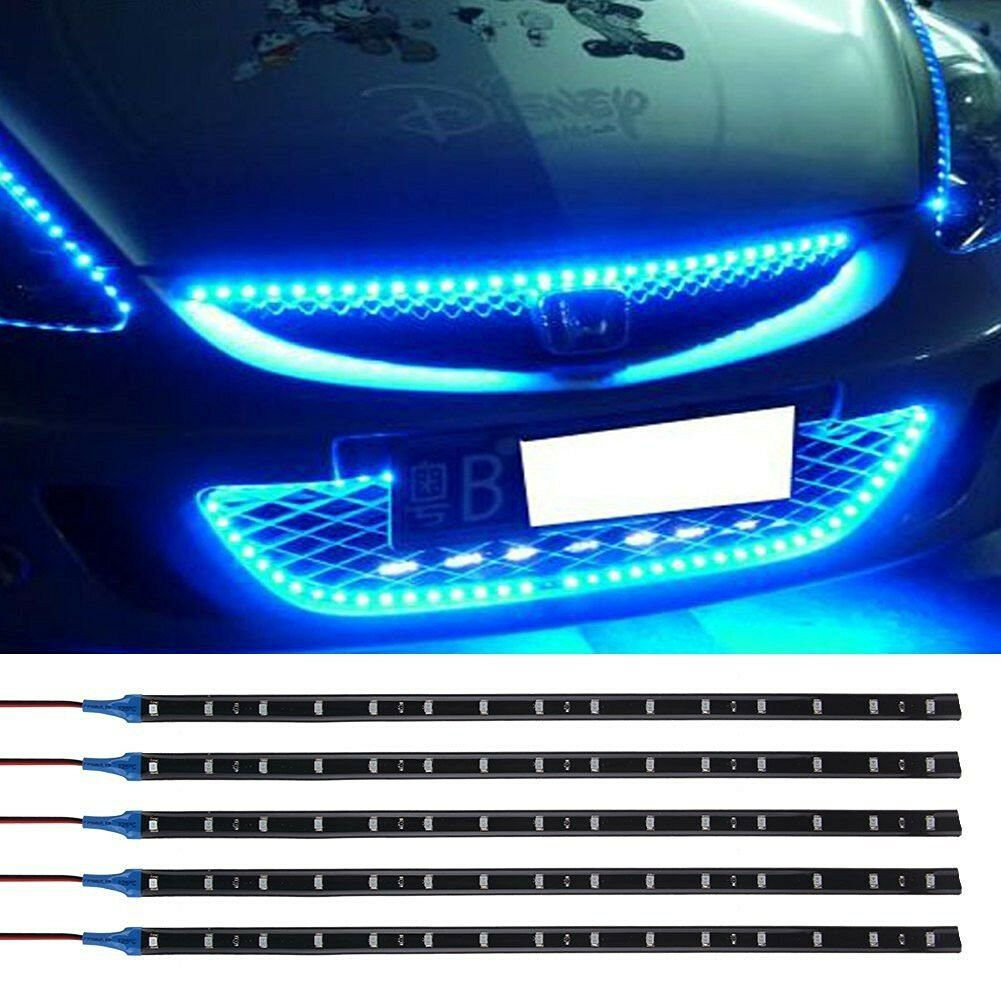 4x15LED Waterproof Car Grill Flexible Light Strip / Interior Atmosphere Lamp 12V