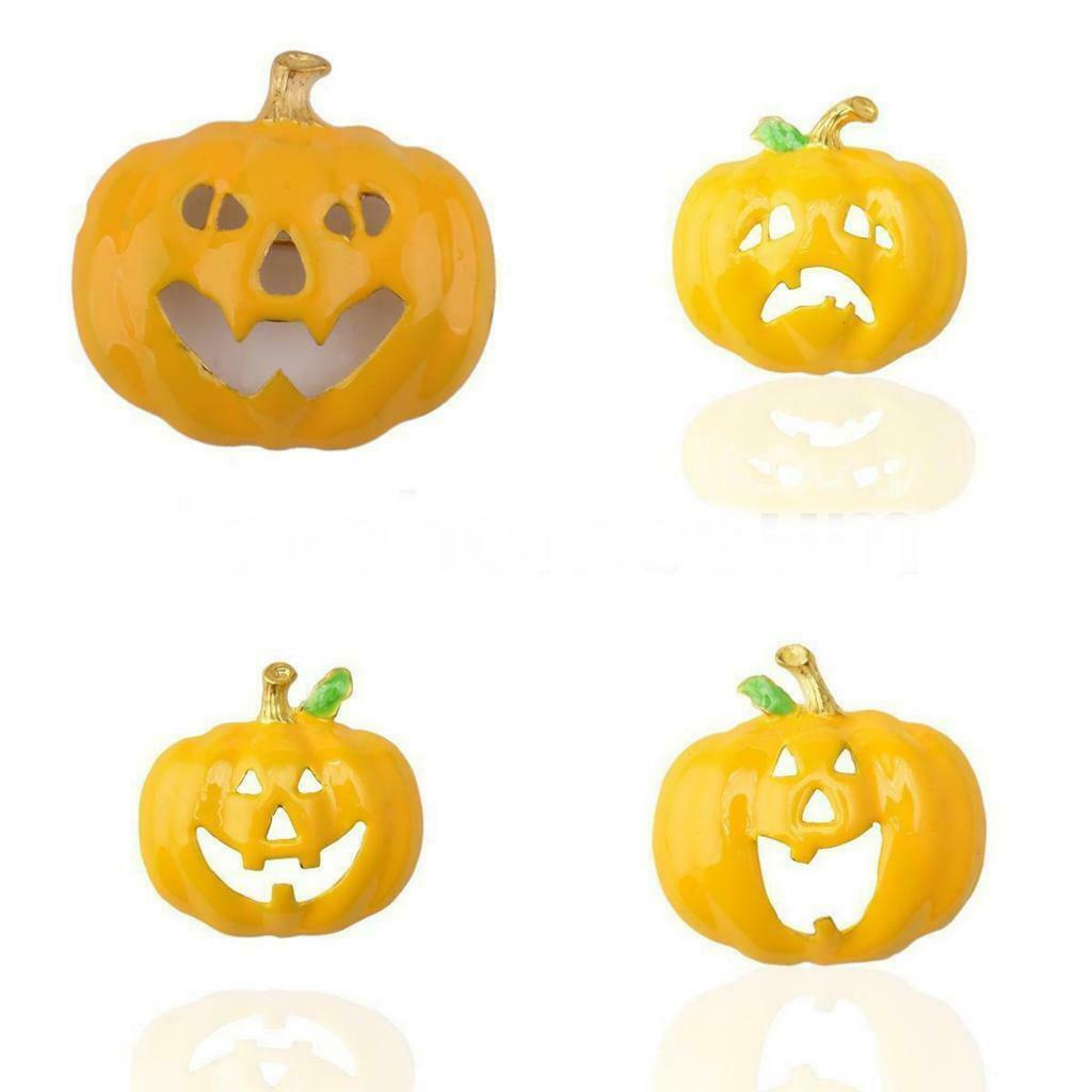 Angry Face Pumpkin Brooch Pin Decor for Halloween Party Favor Gift Yellow