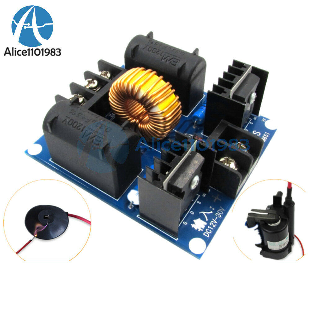 DC 12-30V ZVS Tesla Coil Marx Generator High Voltage Power Supply Module + Case