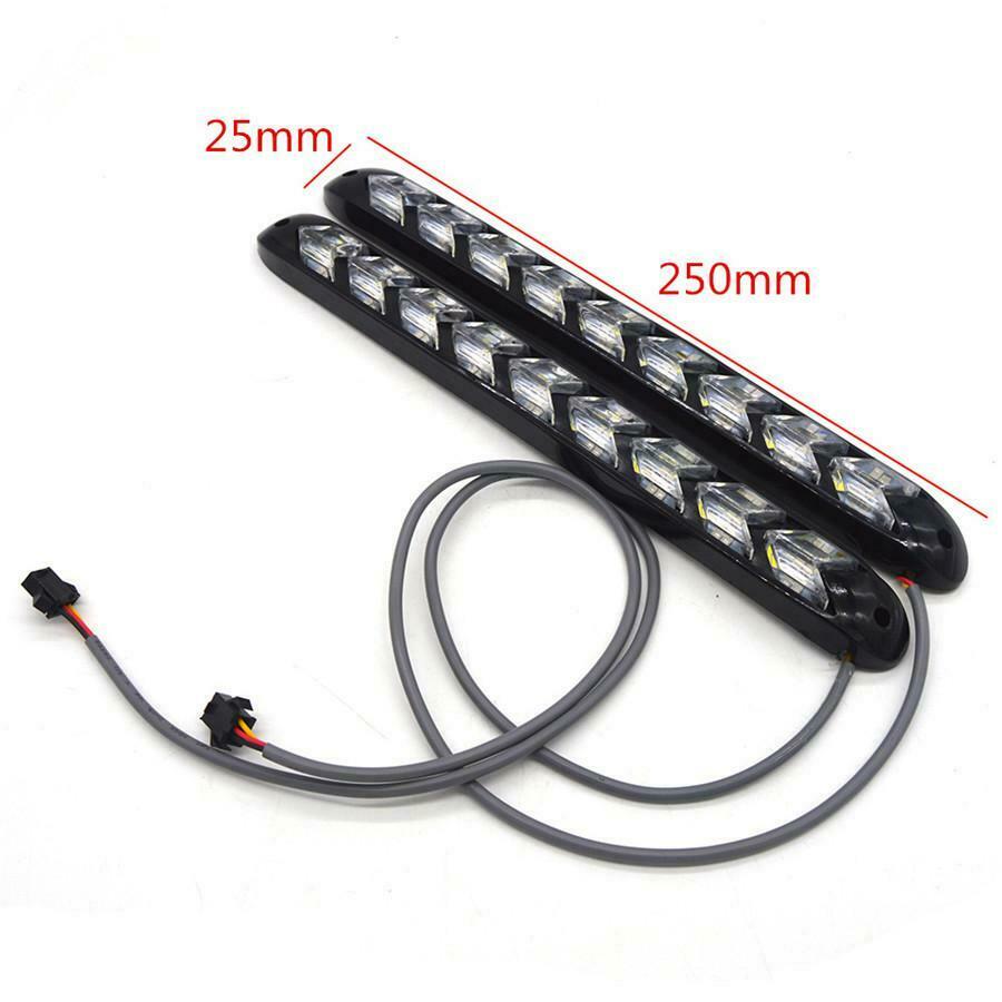 2Pcs White / Amber Car LED Light Strips Flowing DRL / Turn Signal Lights Lamps