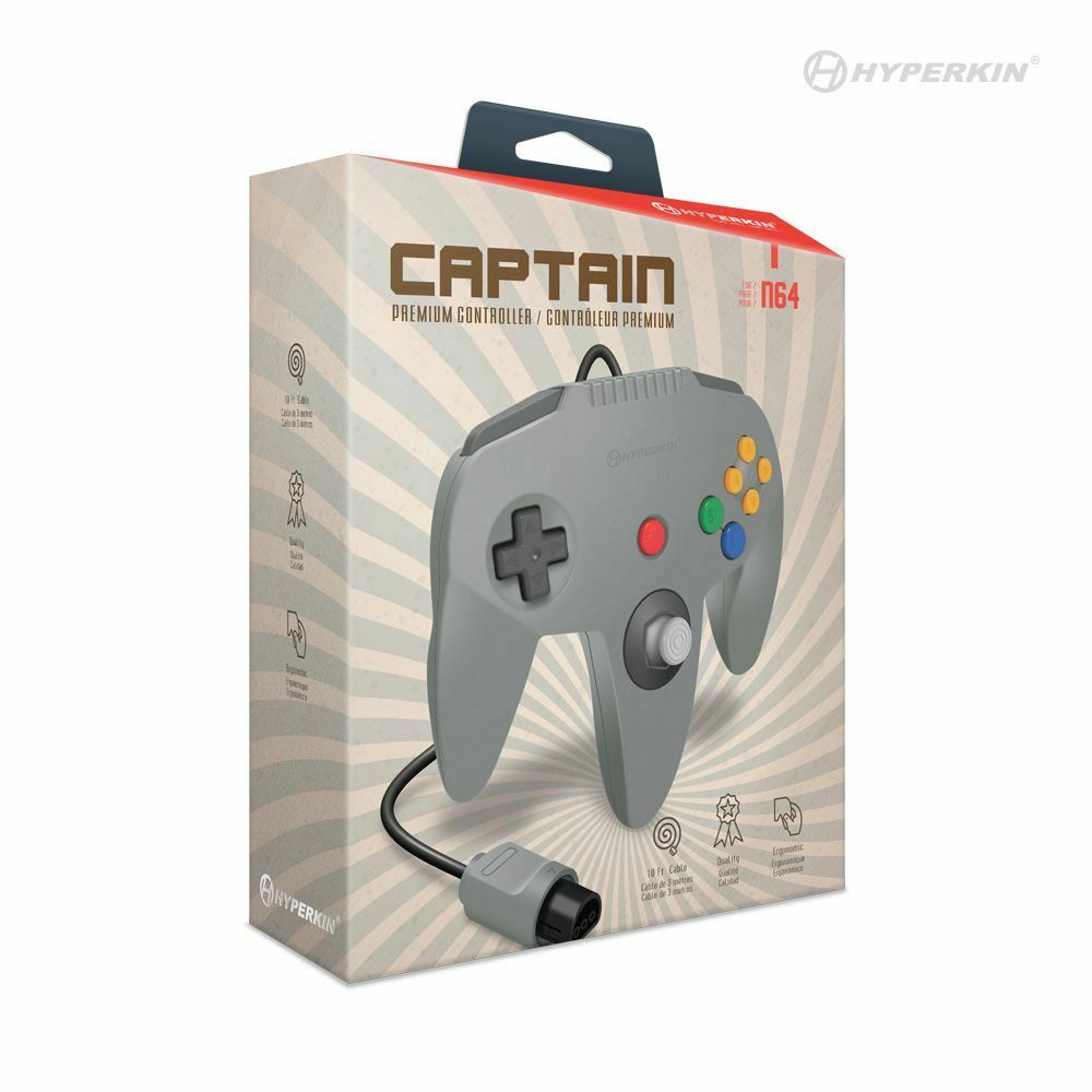 New Hyperkin 'Captain' Premium N64 Gamepad Controller for Nintendo 64 - GRAY