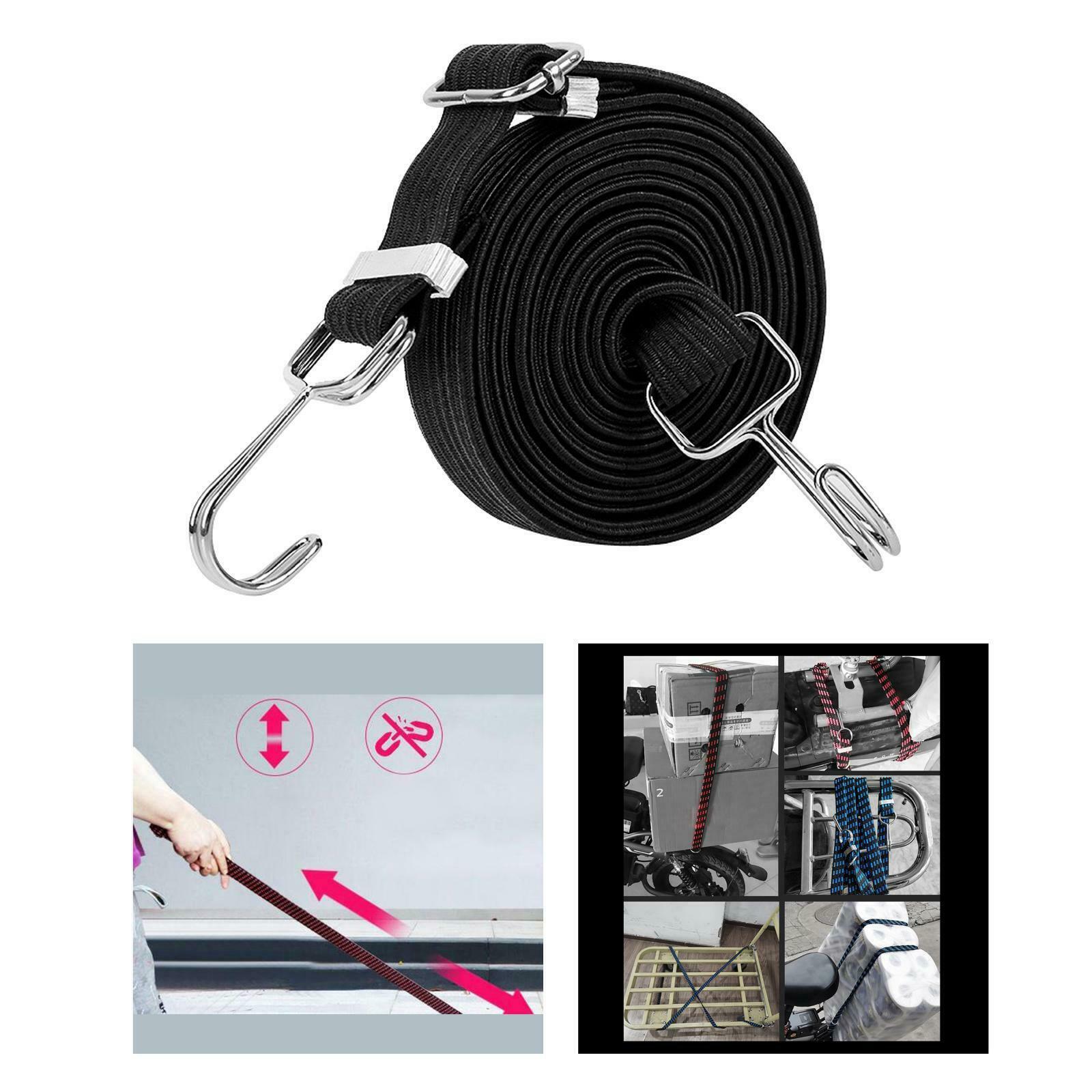 2Pcs Flat Bungee Cord Luggage Strap with Hooks Clothesline Elasticated Rope