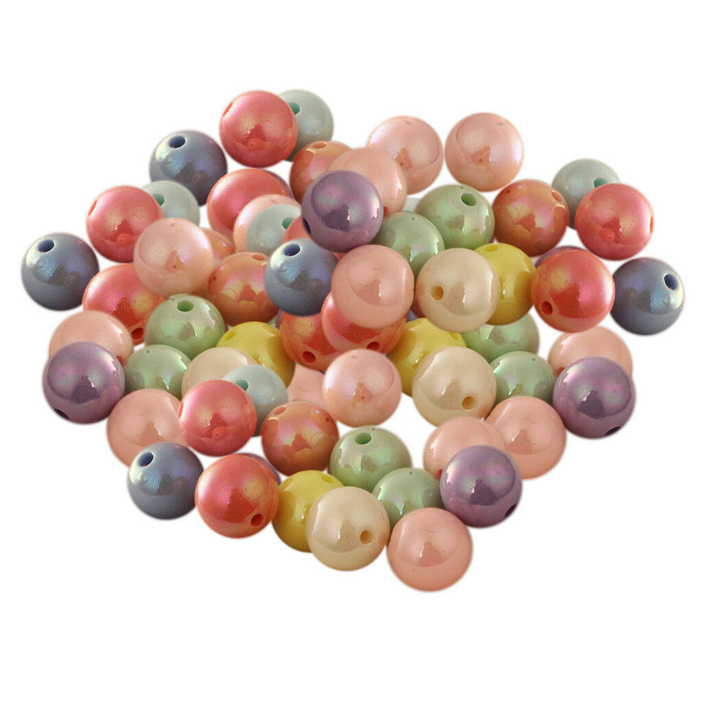 92x Round Acrylic Loose Spacer Beads Fashion Jewelry Making Accessories 10mm
