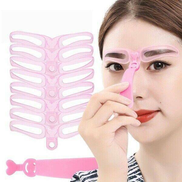 8Pcs Eyebrow Grooming Stencil Set Template Women Makeup Shaping Shaper Kits