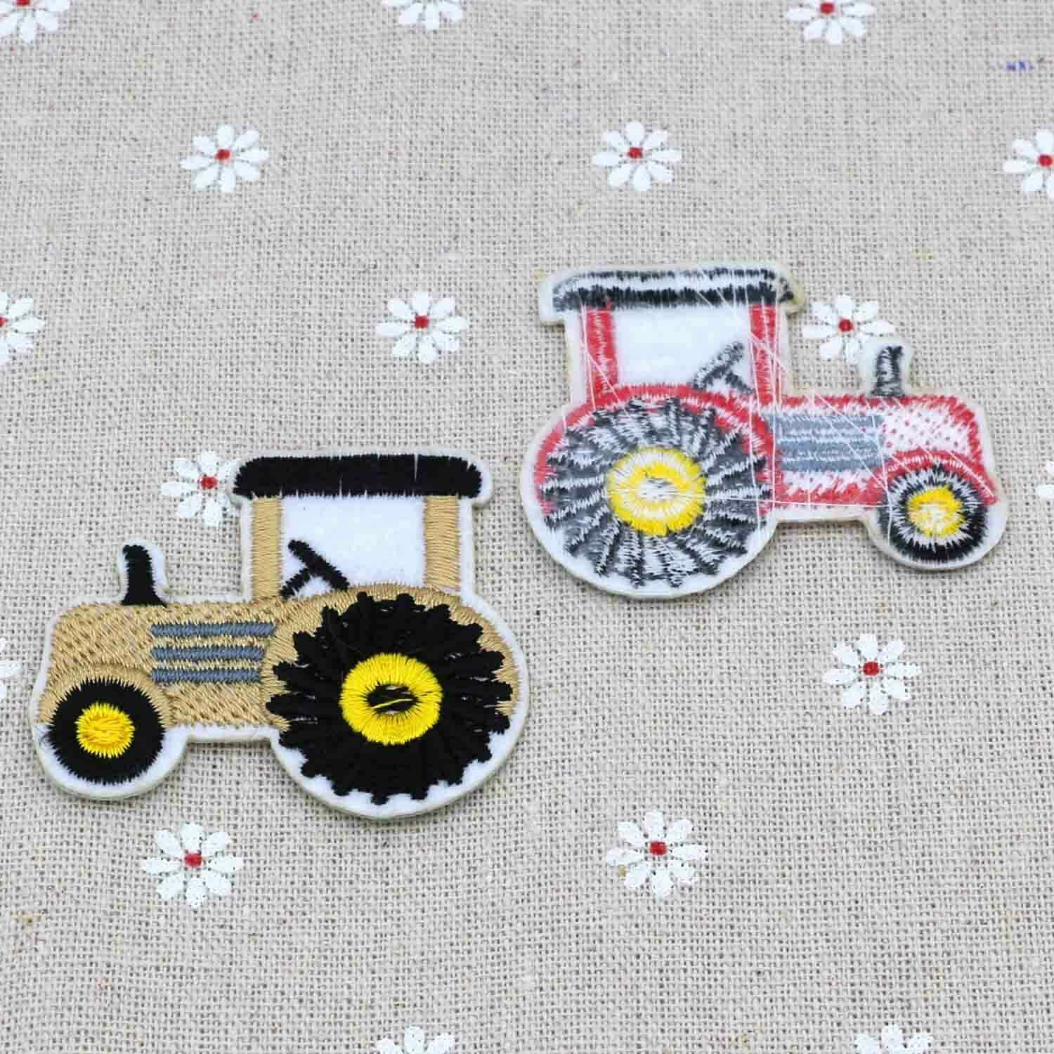 12Pcs Tractor Embroiderey Cartoon Iron On Patches Kids/Cute Sew Applique Badge