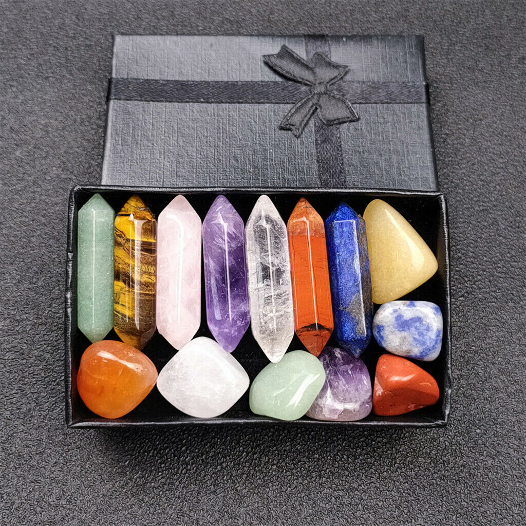 14Pcs Crystal Stone Obsidian Fluorite Labradorite Balancing Desk Ornament