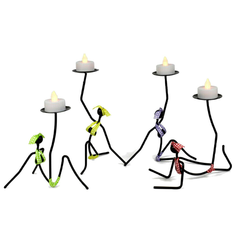 Decorative LED Candle Holder Metal Candlestick Home Ornament Gift - 3 Pieces
