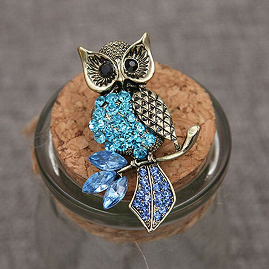 Lovely Owl Brooch Pin Crystal Breastpin Rhinestones Bird Wedding Banquet