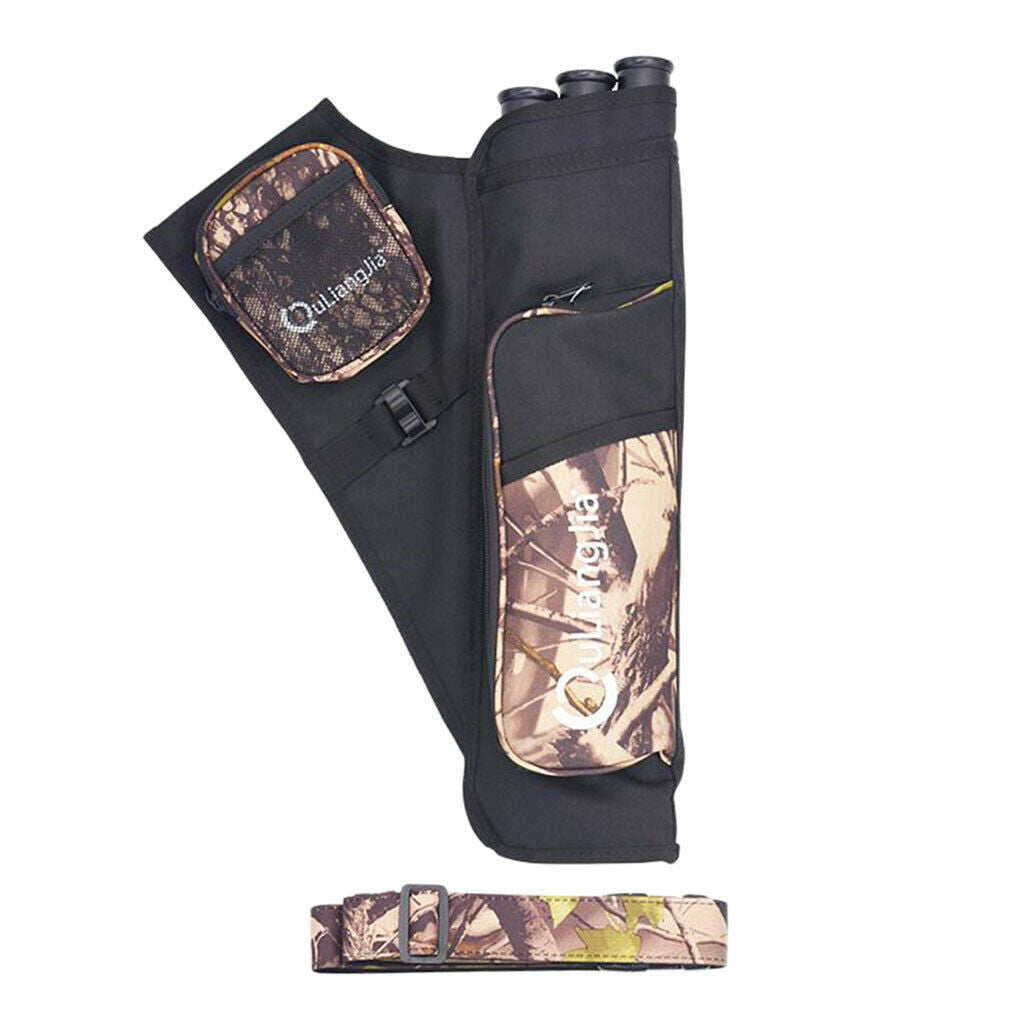 Three-Tubes Archery Arrow Hip Quiver Holder Adjustable Belt Bag Pouch Camo