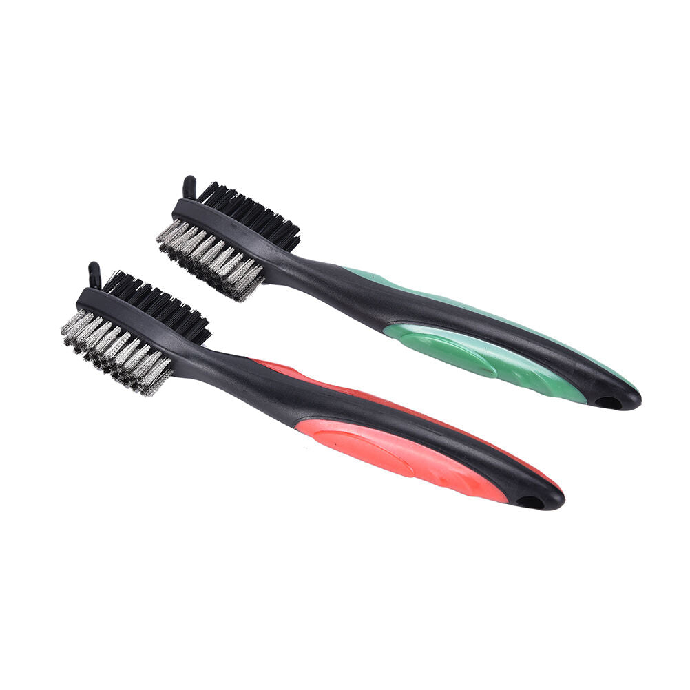 2 Side Brass Wires Nylon Golf Club Brush Groove Ball Cleaner Cleaning Tool 、 Kt