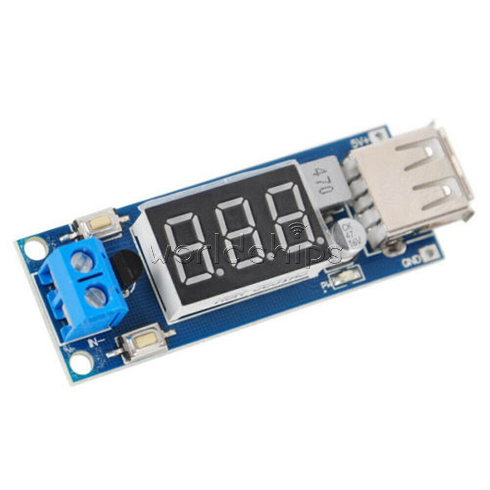 2 in1 4.5-40V DC To 5V 2A USB Charger DC-DC Step-Down Converter Voltmeter Module