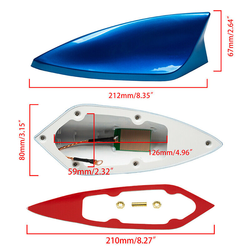 1x Blue Car Roof Shark Fin Style Antenna AM/FM Radio Signal Aerial Decor Cover