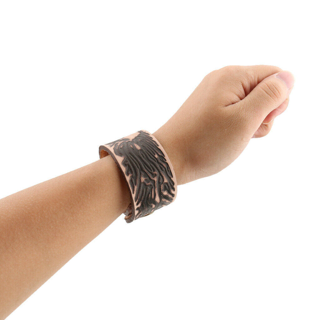 Punk Rock Wide Brown Leather Men's Cuff Bangle Bracelet Adjustable Wristband