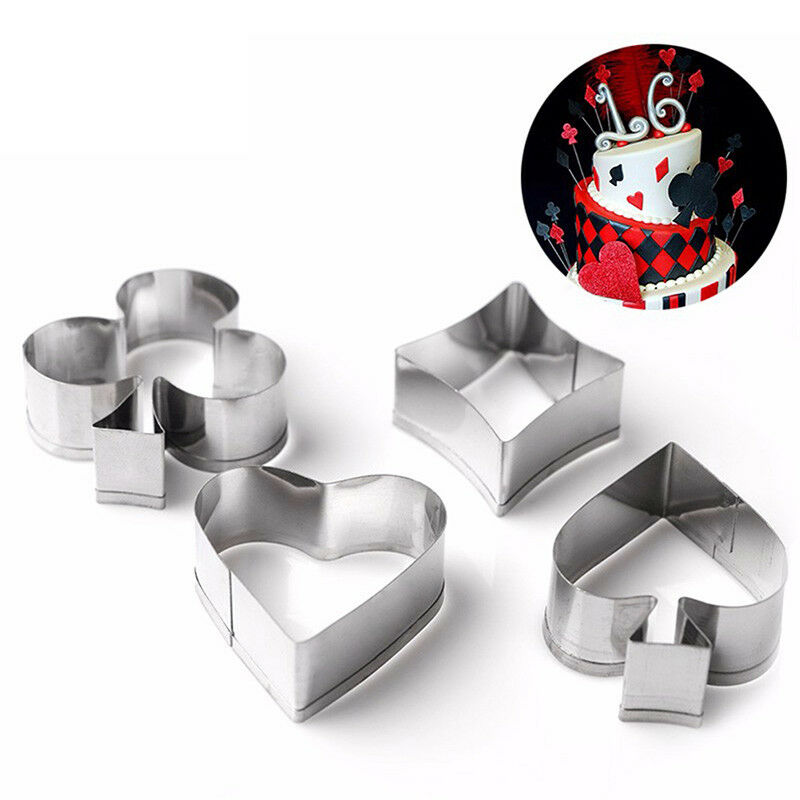 Delidge 4pcs/set Poker Cookie  Stainless Steel Playing Cake Fondant Mold .l8