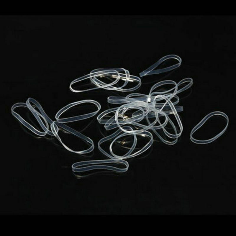 Fashion 200pcs Hair Tie Band Ponytail Holder Elastic Rubber Clear White Women