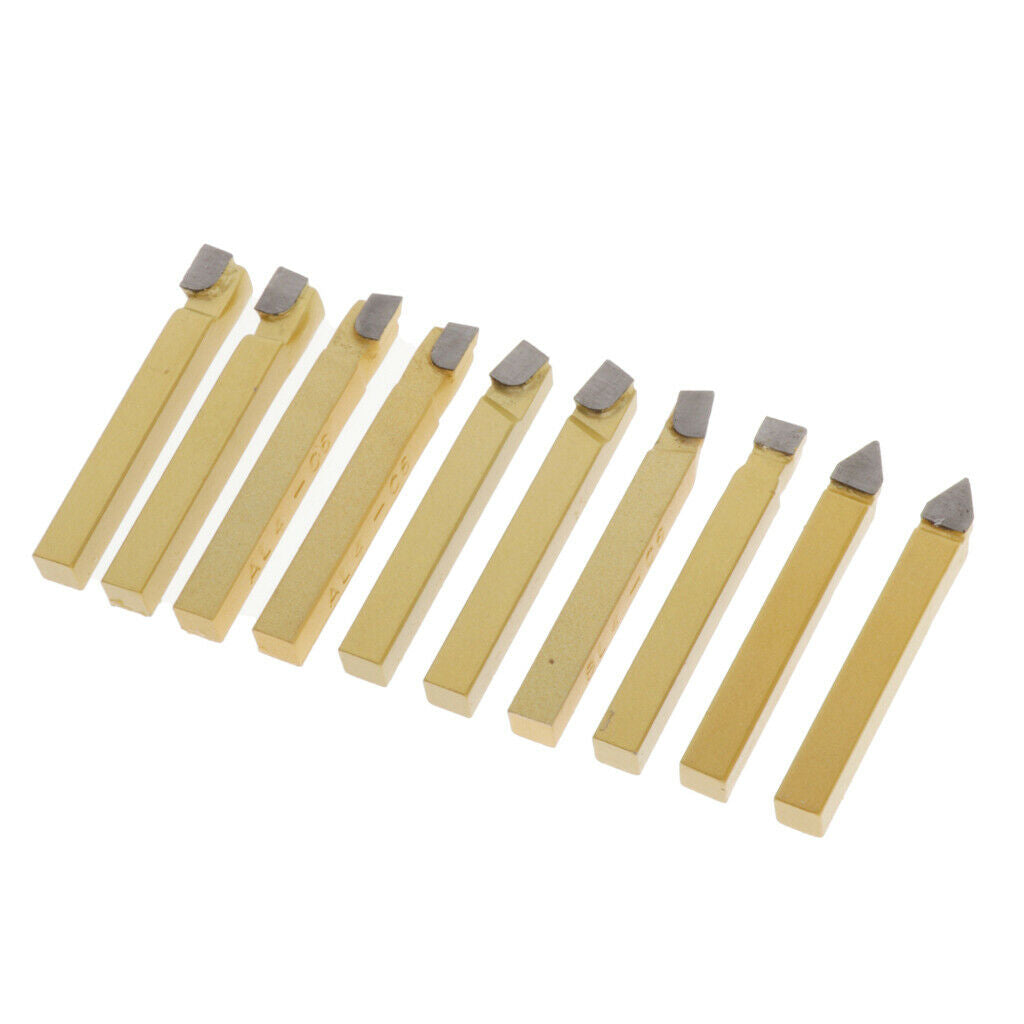 10Pieces Carbide Tip Tipped Bit Set Tools for CNC Lathe Turning Tool A