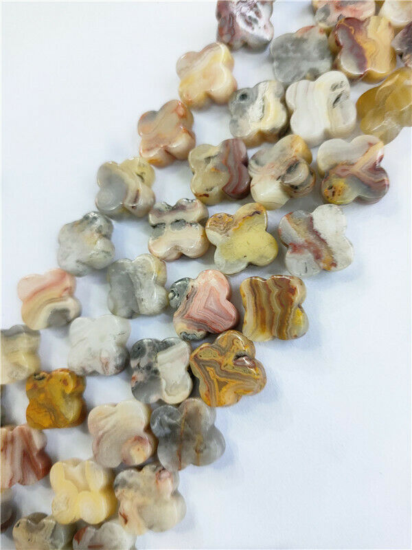 1 Strand 14x4mm Yellow Crazy Lace Agate Clovers Spacer Loose Beads 15.5" HH186