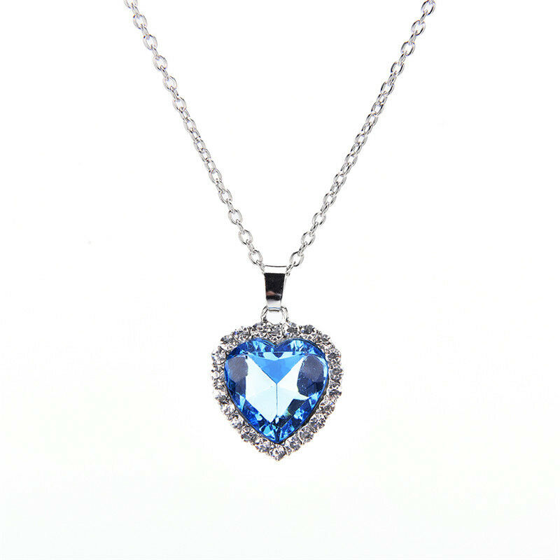 Ocean Heart Pendant Necklace Women Crystal Rhinestone Jewelry Accessories ML SJ