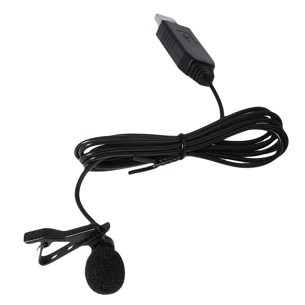 USB Omnidirectional Condenser Clip On Collar Tie Lavalier Lapel Microphone