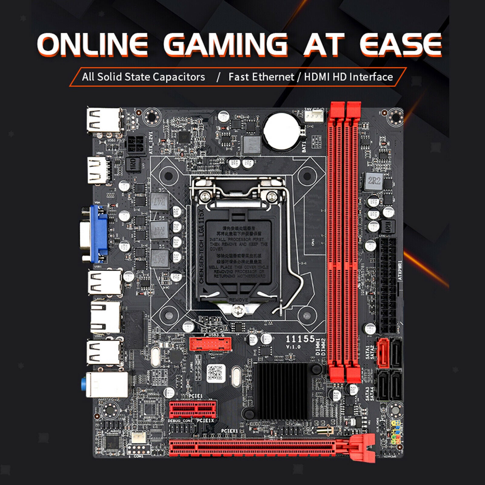 B75 1155 Gaming Motherboard High-Speed 16GB VGA HDMl 1333MHz for Desktop