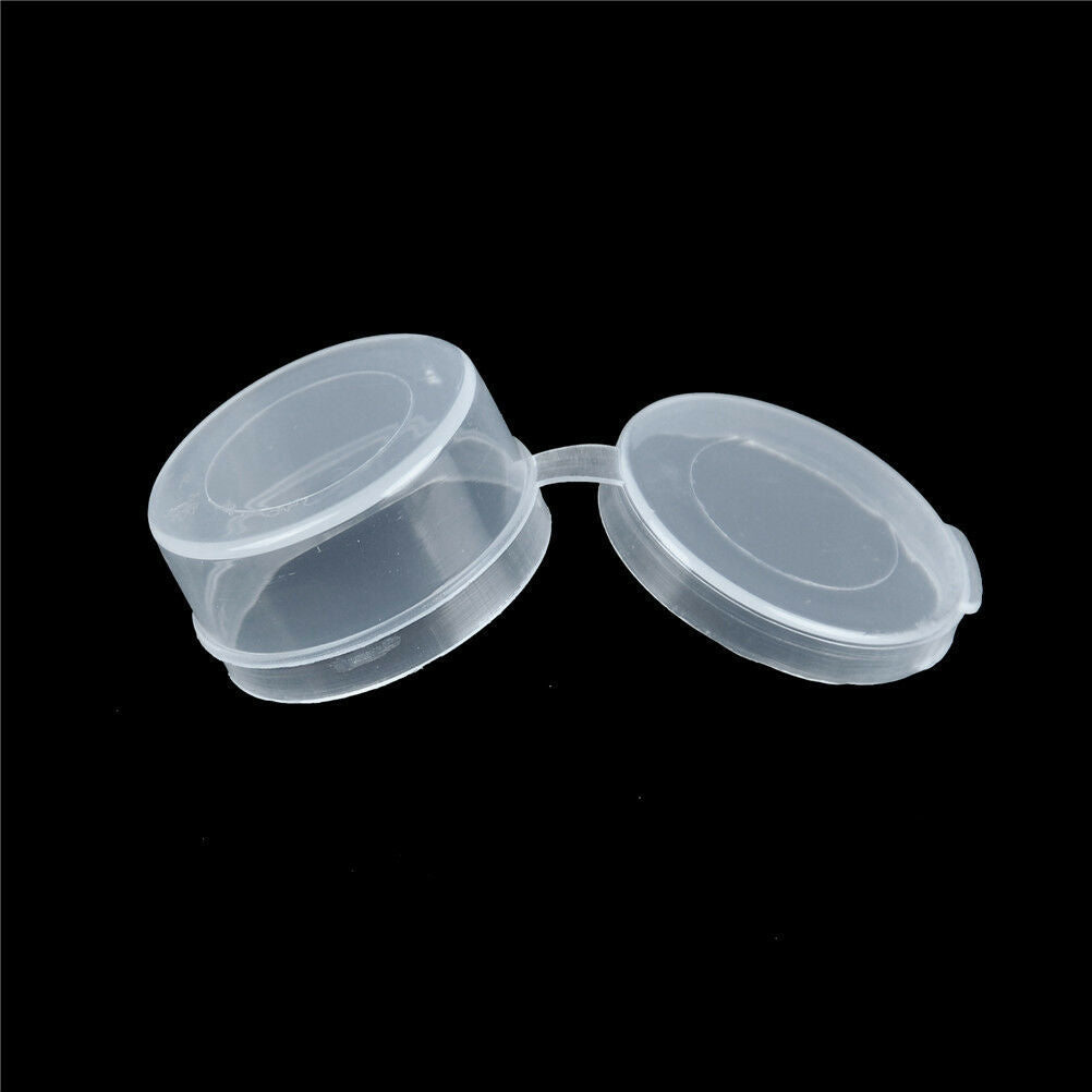 10x Round Plastic Storage Box Transparent Small Tablet & Capsule Packin.l8