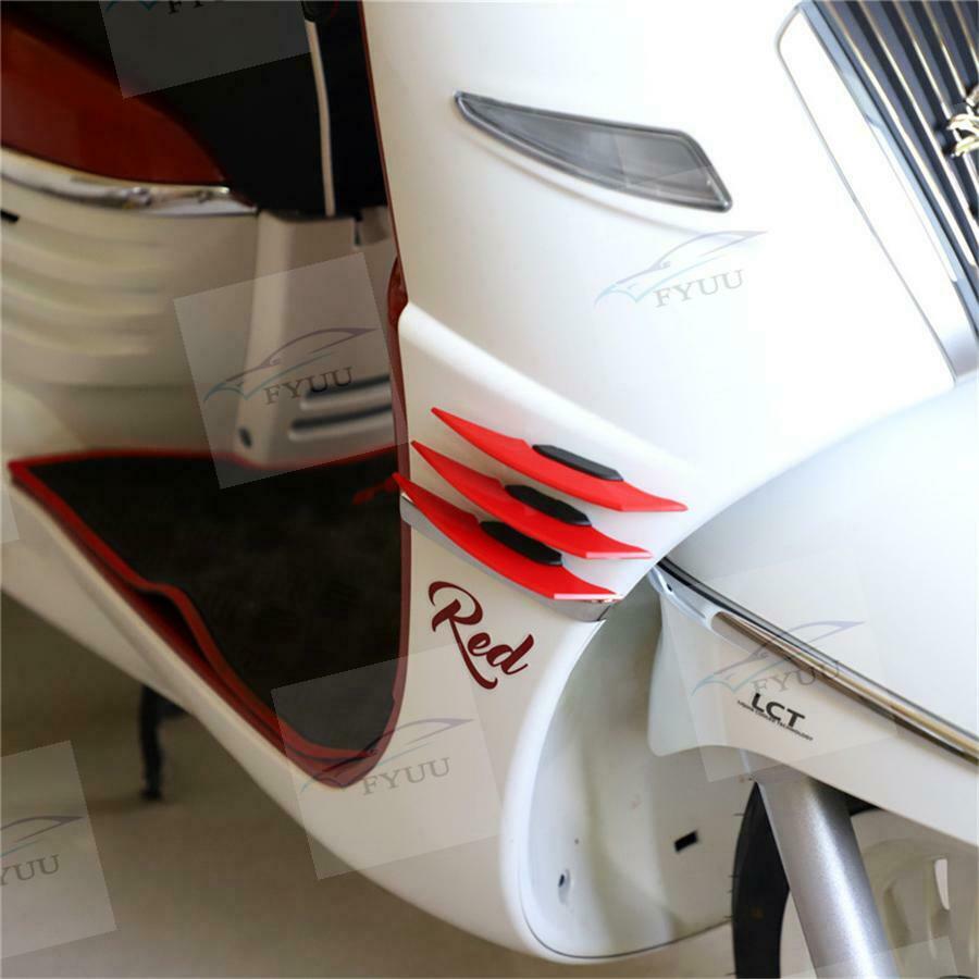 3 Pair Winglets Air Deflector Motorcycle Side RED Wind Fin Spoiler Trim Cover