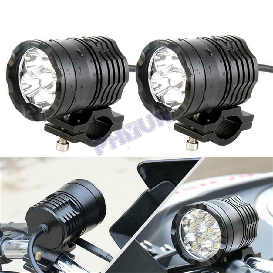 2Pcs 120W 12000LM Motorcycle LED Spot Lights Fog Lamps w/ Switch Universal