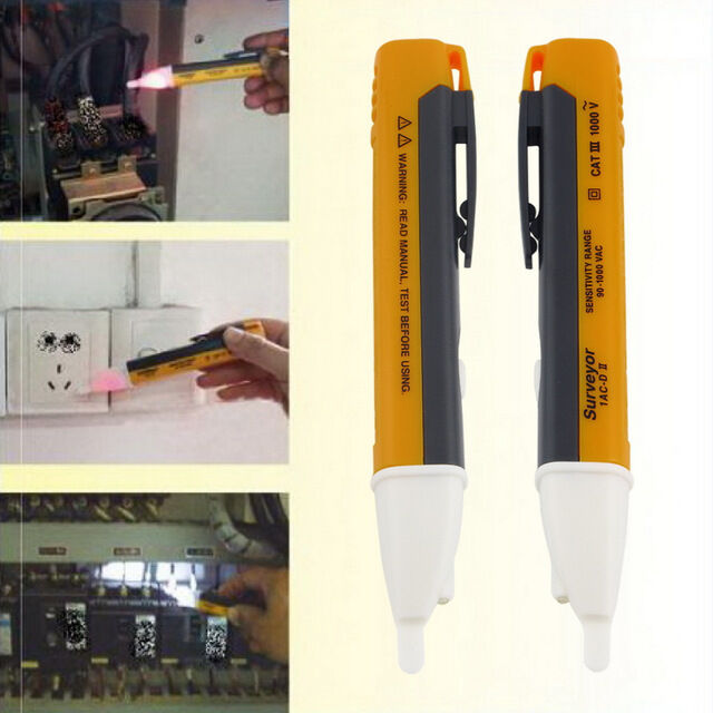 2x AC Power Outlet Voltag Sensor Tester Pen LED light indicator 90-1000V