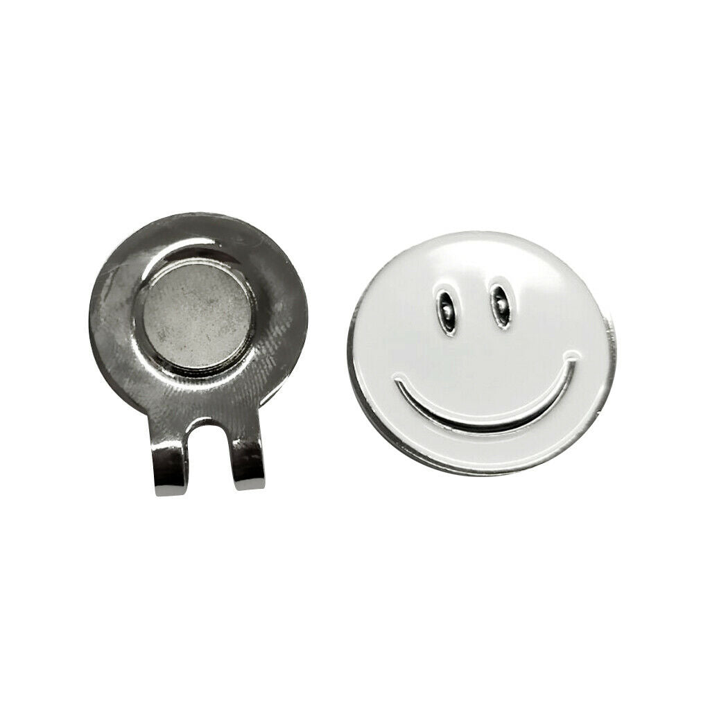 Magnetic Standard Golf Ball Mark Hat   Clip - Cute White Smile Face Design -