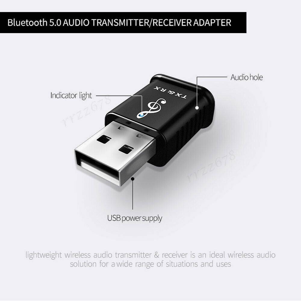USB Bluetooth 5.0 Receiver Audio Transmitter Adapter For TV/PC Headphone Speaker