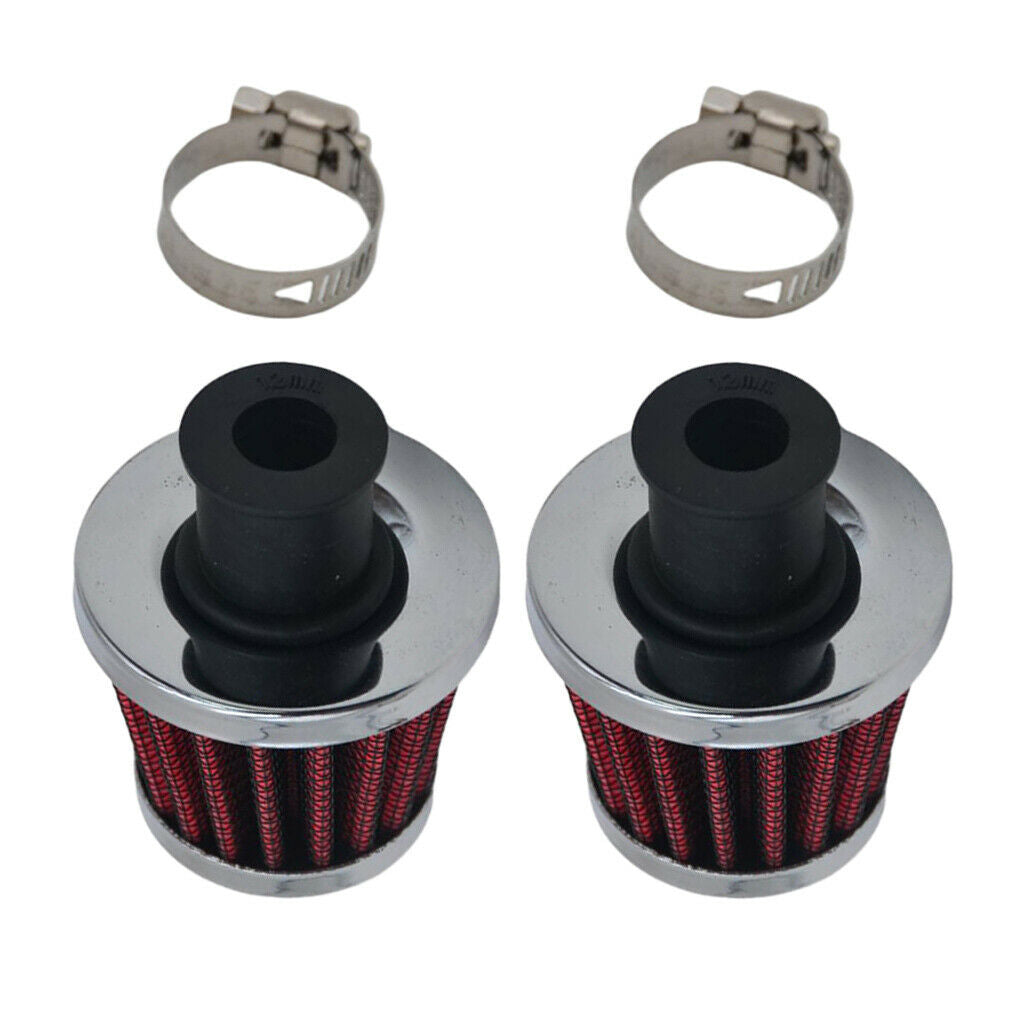 2pcs Oil 12mm Air Intake Filter Kit Crank Case Vent Cover Breather Durable