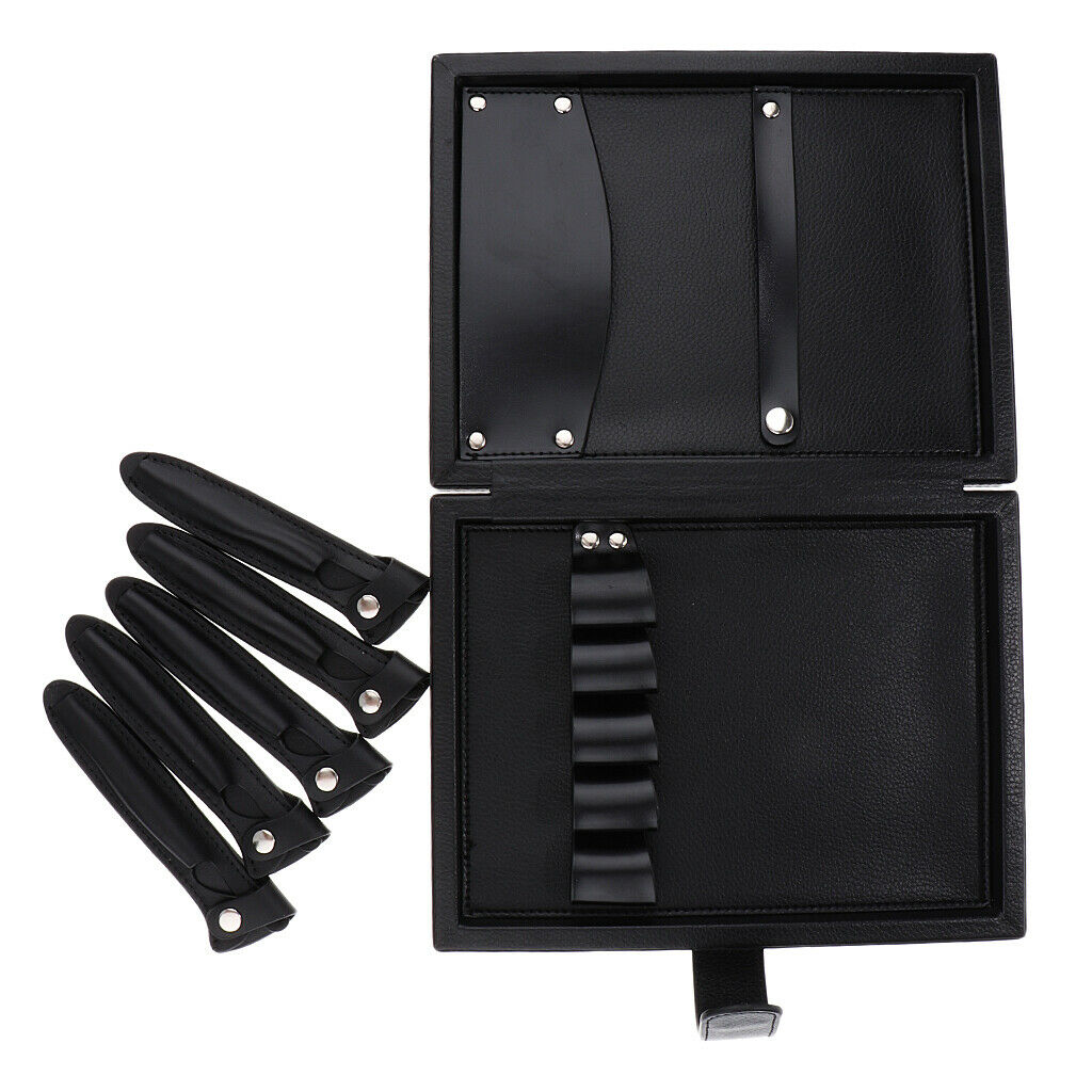 Leather 5 Scissors Holder Bag Haircut Tools Holster Pouch Shears Case Black
