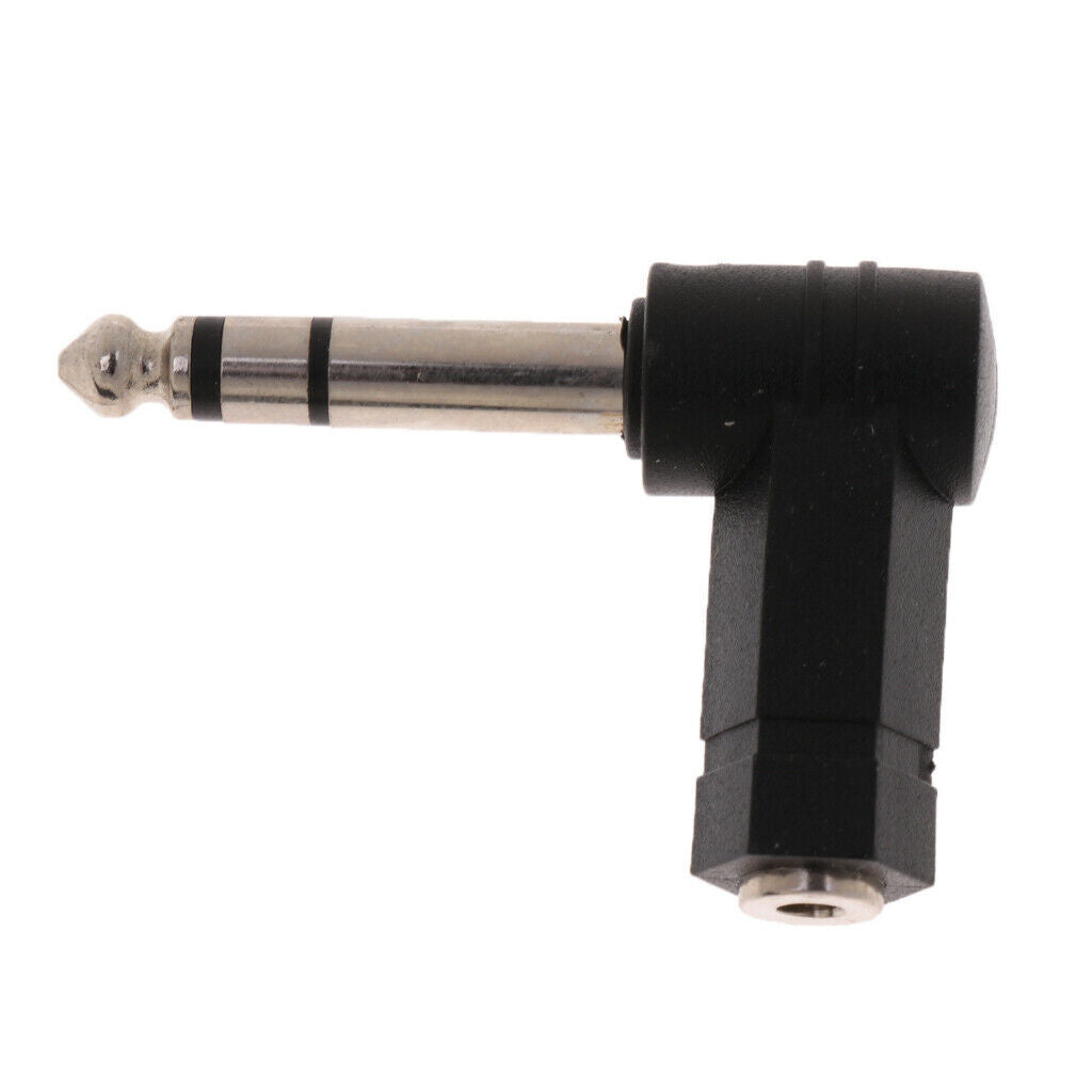 6.35mm 1/4" Plug to 3.5mm 1/8" Jack Right Angle 90° MIC Headset Audio Video