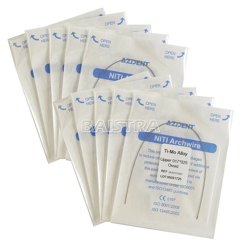 20 Pack AZDENT Dental Orthodontic Beta TMA Molybdenum Alloy Arch Wire 17x25Upper