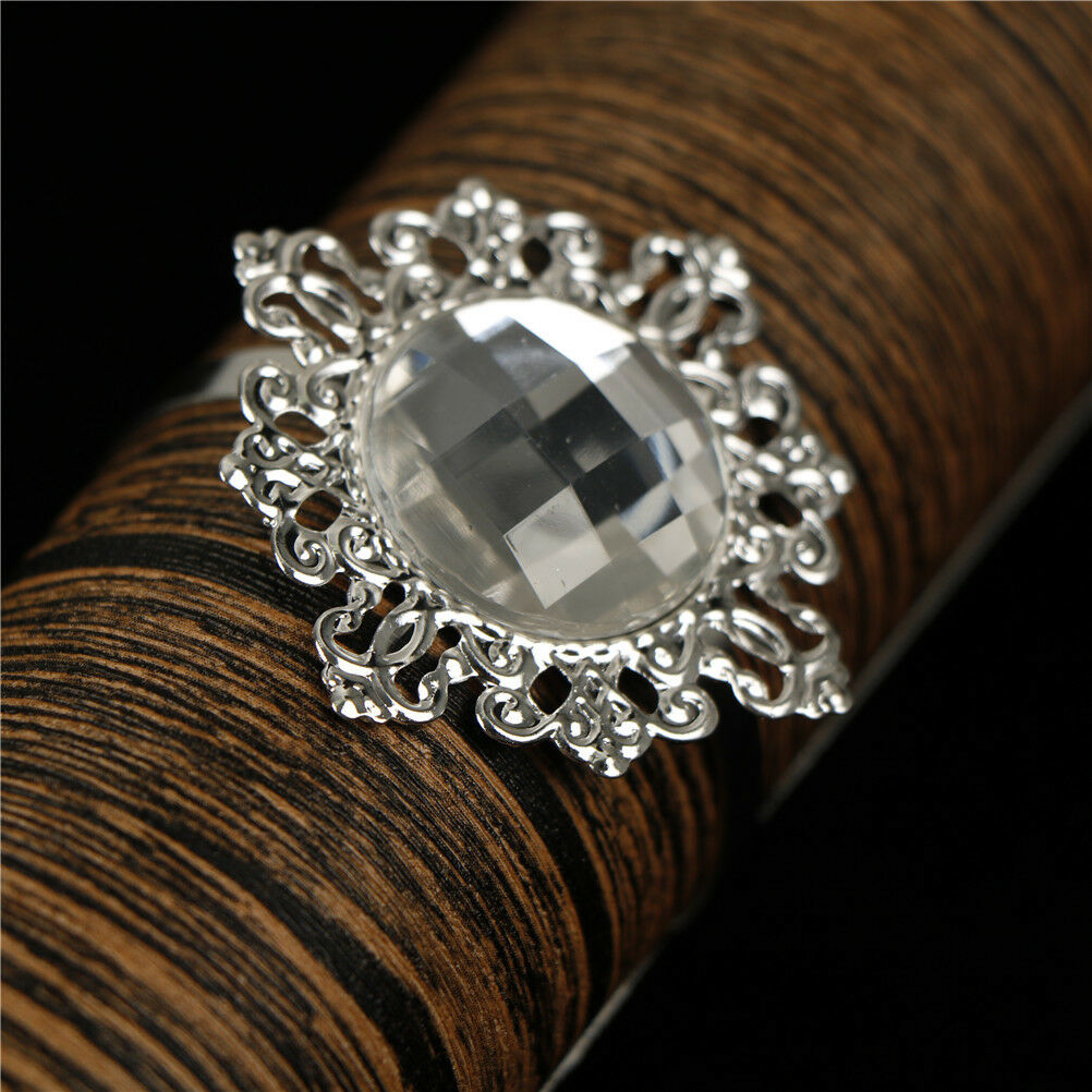 6pcs Napkin Rings Napkin Holder Wedding Banquet Dinner Decor SilverDD