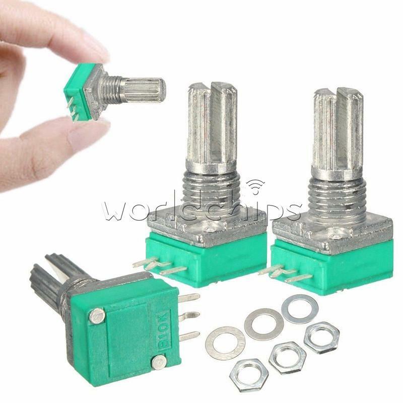 3Pcs Type B 10K ohm 6mm Knurled Shaft Single Linear Rotary Taper Potentiometer