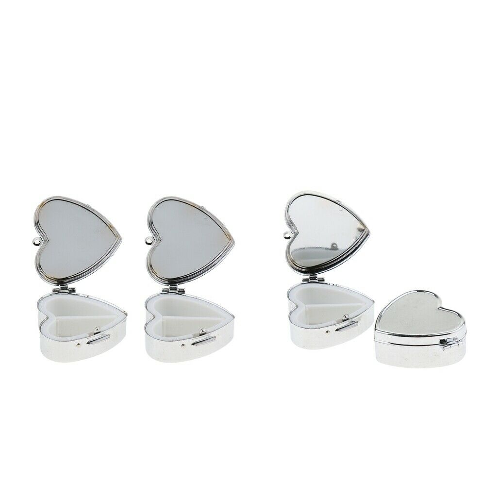 4 PCS Mini Travel Metal Pill Box Medicine Organizer Container Storage Boxes