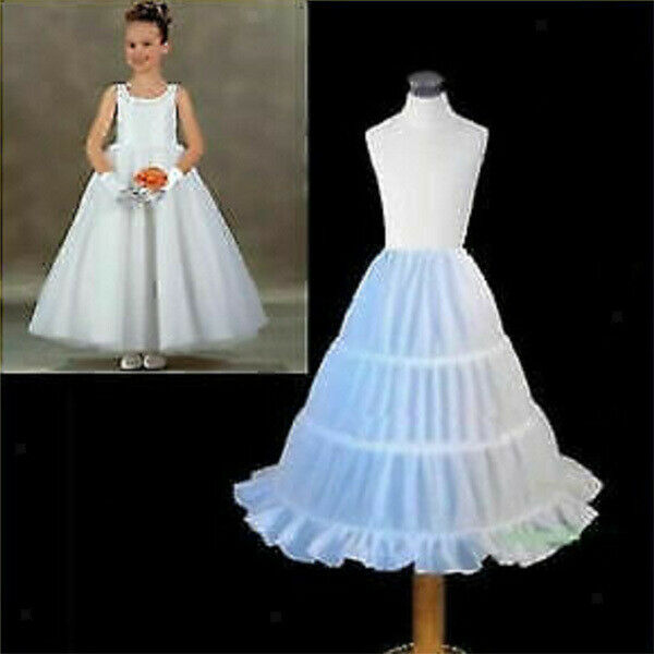 Flowergirl Bridesmaid Kids Girl Dress White Petticoat Child Underskirt